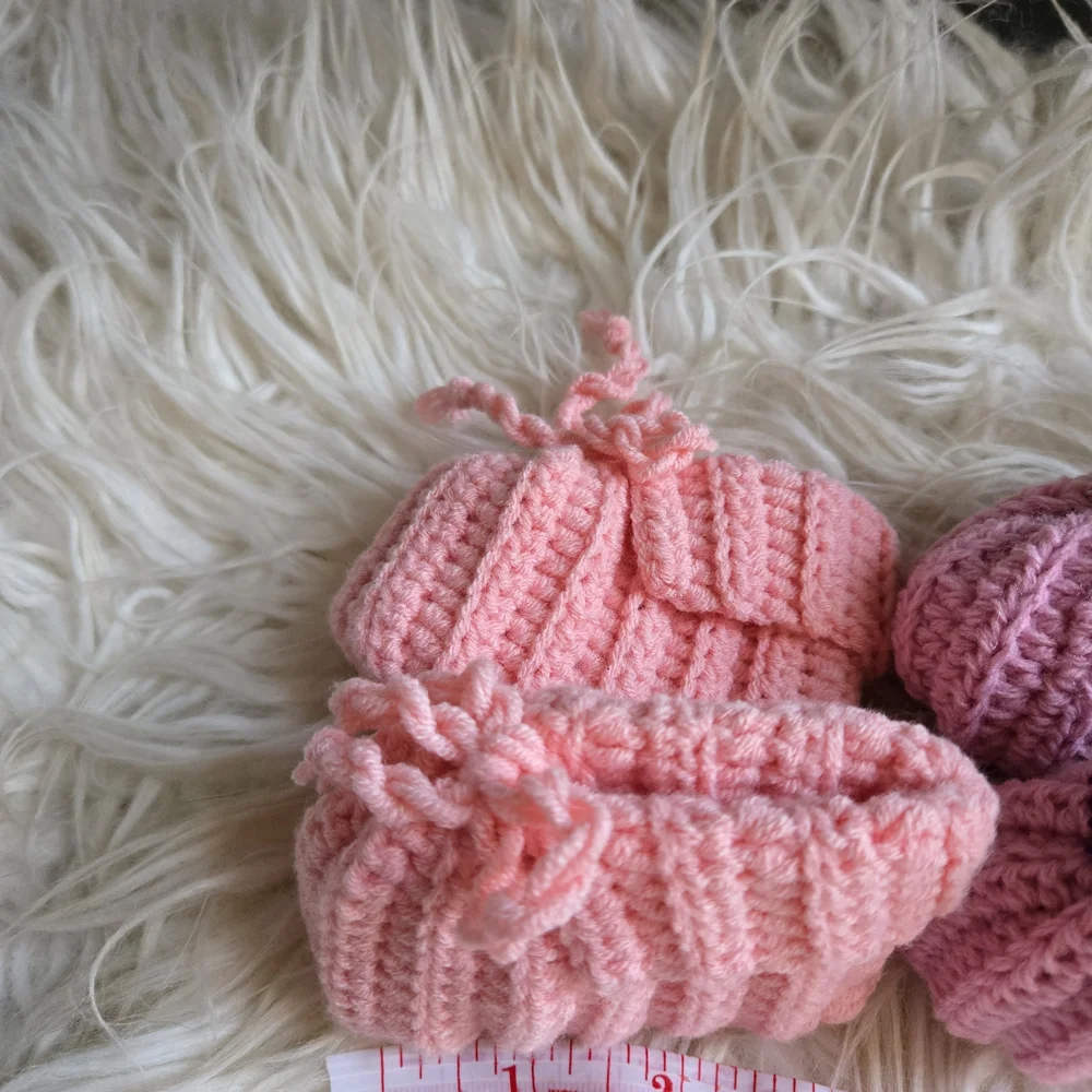 Cozy Pink and Purple Knit Baby Booties
